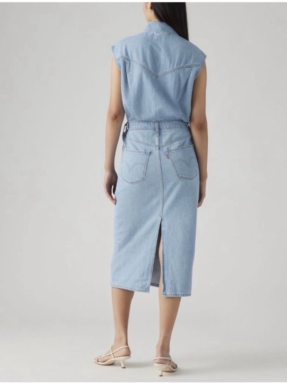 Levi's Light Blue Denim Midi Dress - Picture 6 of 9